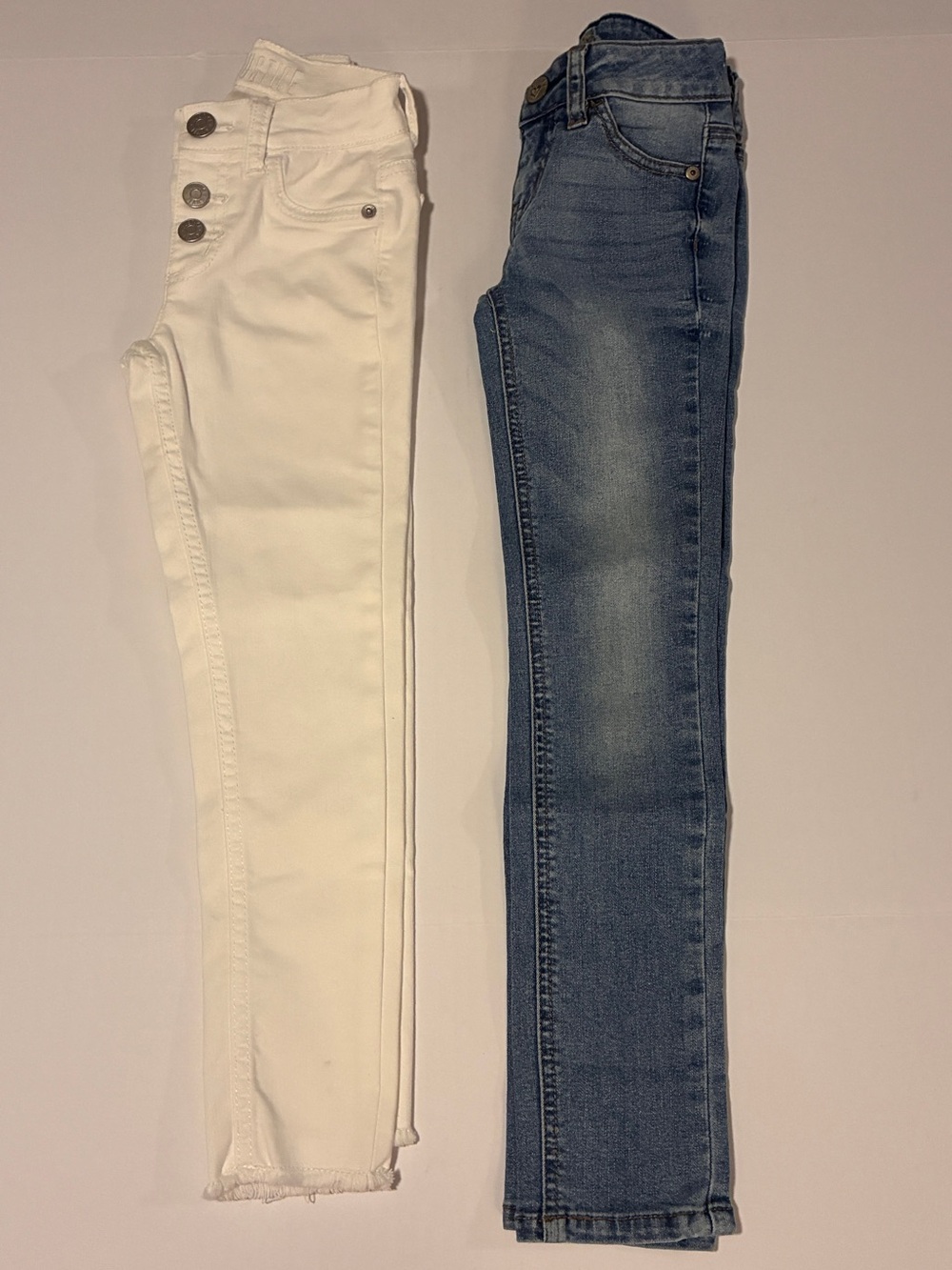 Justice Skinny Jeans in White and Blue Denim